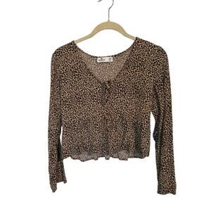 Hollister Cheetah Print Crop Top XS Mob Wife Leopard Rave Going Out Top Festival